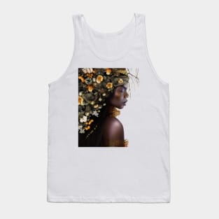 Black Woman in Flower Headdress Tank Top